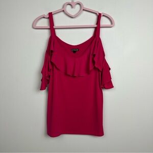 Express Pink Fuchsia Ruffled Cold Shoulder Camisole Blouse Size Small